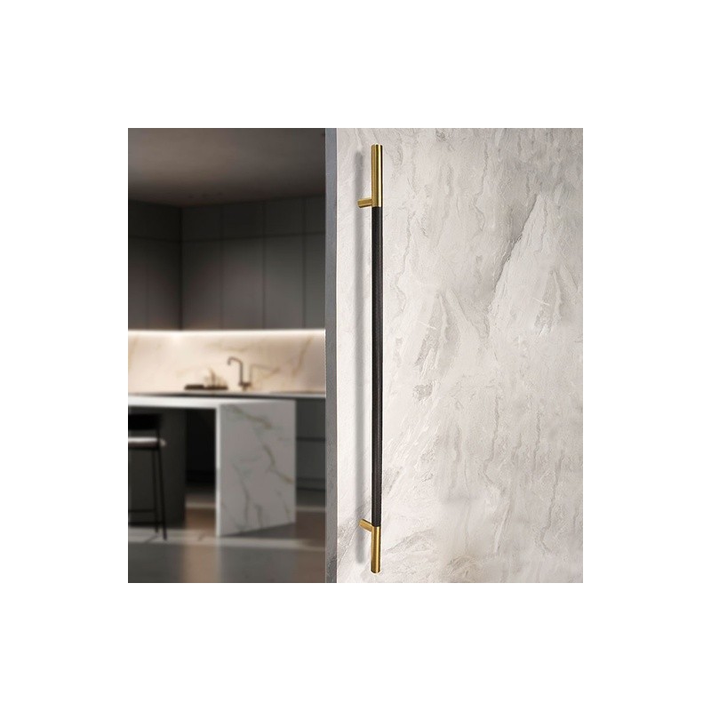 MANILLÓN TIPO H MOLETEADO - NEGRO/LATÓN SATINADO - LONGITUD 50" - MODULAR - ACERO INOXIDABLE 304 - MOD. L22 (SET) | www.jako.mx